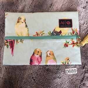 Makeup Junkie Bag Medium Bird Leopard Pink Teal Yellow